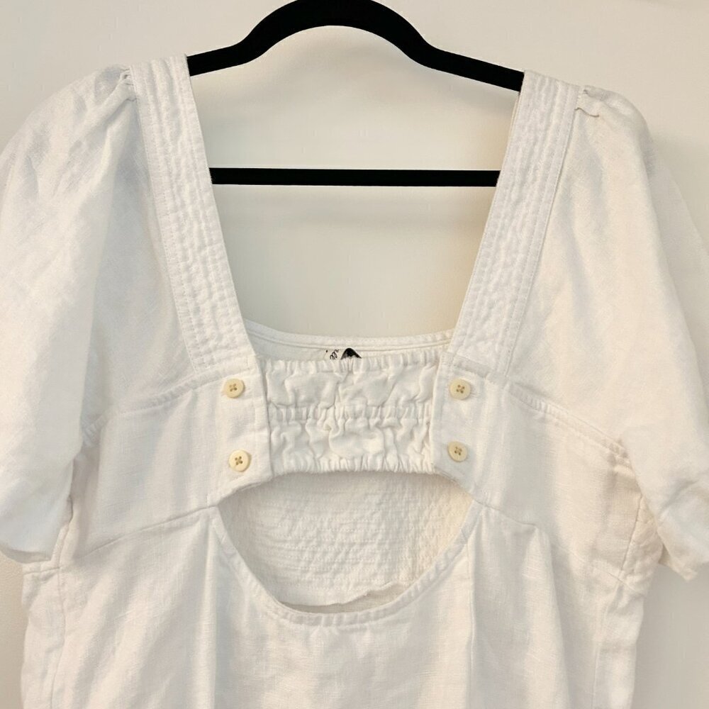 Madewell Square-Neck 100% Linen Mini Dress in White Size 12 - Picture 7 of 9